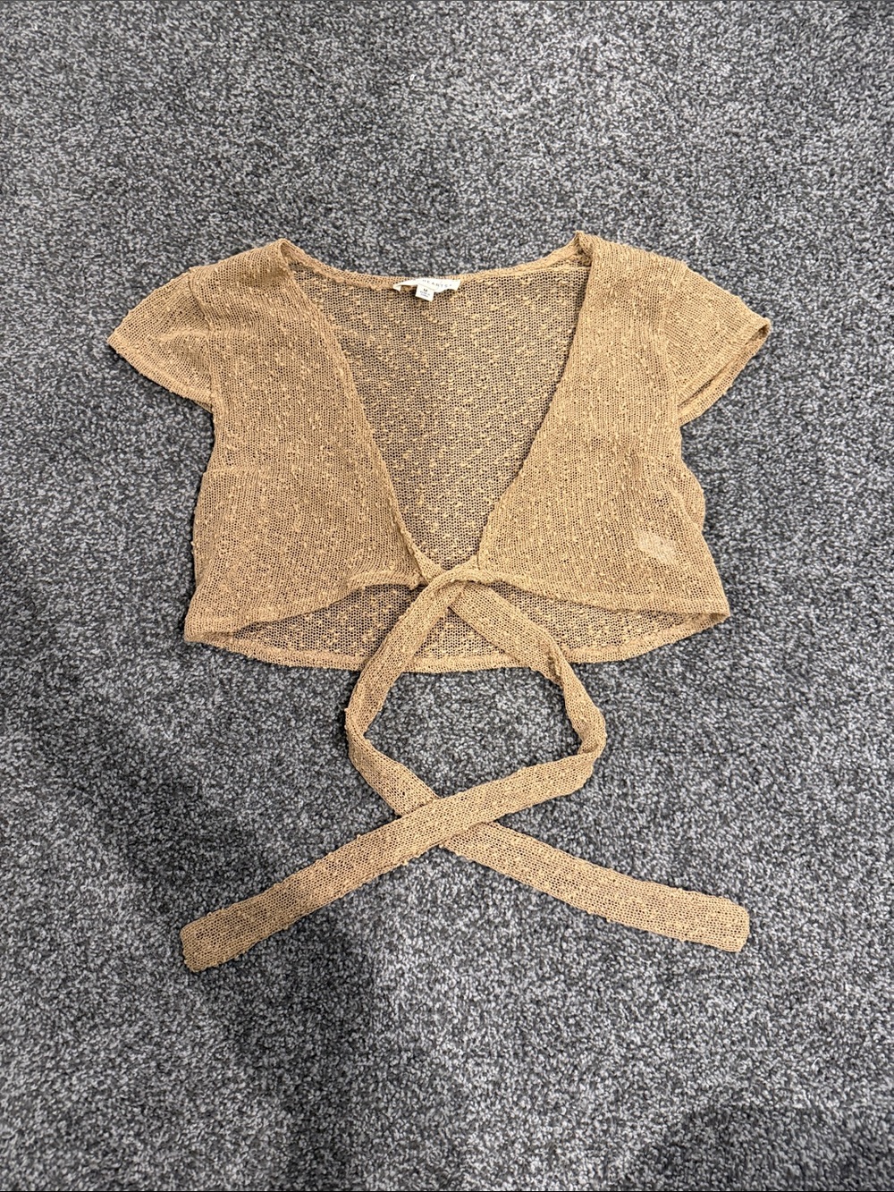 La Hearts Metallic Tan Tie-Front Crop Top
